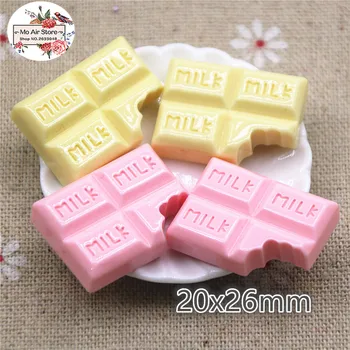 Miniatiūrinės Maisto balta/rožinė saldus šokolado saldainiai 10VNT 20x26mm Dervos Flatback Cabochon Meno Tiekimo Apdailos Žavesio Amatų