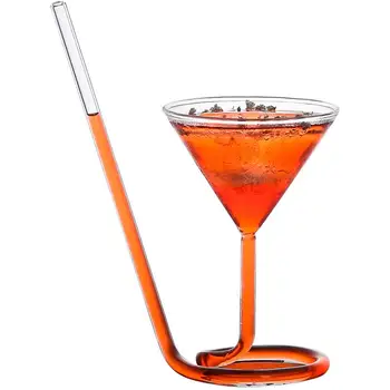 Stiklo Cupglasses Kokteilių Šiaudeliai Su Geriamojo Martini Spiralės Goblet Creativeclear Raudona Pastatytas Decanter Kokteiliai