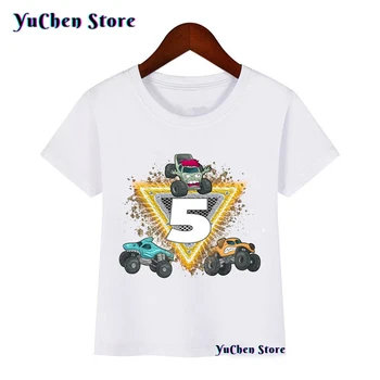 Vaikiški marškinėliai 1-10 Metų Monster Truck Gimtadienio Tema-Monster Truck 3 6 9 Dovana Vaikų marškinėliai Berniukams ir Mergaitėms, T-shirt