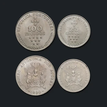 Azorų autonominio Regiono Salos, Portugalija Rinkinys 2 vnt 1980 100% Realių Originalus Monetų Originali Kolekcija Monetos Unc