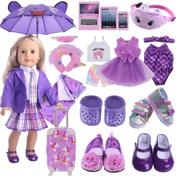 Lėlės Drabužių Violetinės Serijos Dsinesy Vienaragis Suknelė Lėlės Batai 18 Colių Amerikos&43m Reborn Baby Atgimsta Naujas Gimęs Lėlės Mergaitės Žaislas
