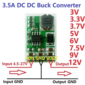 DC-DC Žingsnis Žemyn Buck Konverteris Maitinimo Modulis DC 5 -27V, kad 3V/3.3 V/3,7 V/5 V/6 V/7.5 V/9V/12V 3.5 Įtampos Reguliatorius