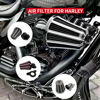 Variklio Priedai Masinis Priekį Nukreipta Filtras CNC Airfilters Oro Cleanner Už Harley XL Sporsters M8 Twin Cam FLT FLST FXDLS
