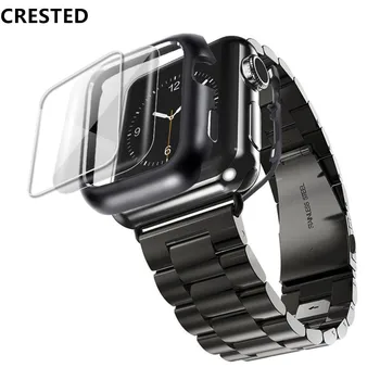 Nerūdijančio Plieno atveju+Diržu, Apple Watch band 44mm/40mm iwatch juosta 42mm/38mm Apyrankę watchband 