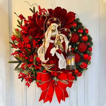 30 cm/40cm Jėzus Kalėdų Vainiką ant Durų Kabo Scenos Rekvizitą Noel Kalėdų Dekoracijas Mergelė-Marija, Jėzaus Kristaus
