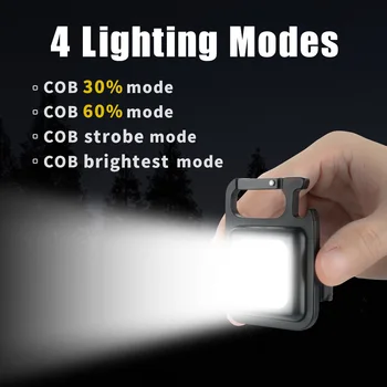 Mini LED Darbinis Šviesos Nešiojamas Kišeninis Žibintuvėlis USB Įkrovimo Klavišas Šviesos Žibinto Kempingas Ne Pėsčiųjų COB Žibintų