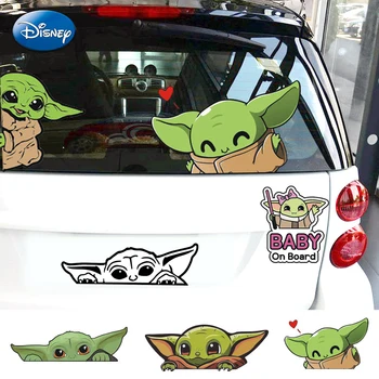 Disney Baby Yoda Automobilių Lipdukas Kawaii Anime Pav Yoda Mandalorian Auto Galinio Stiklų Lipdukai, Dekoras Nešiojamojo Kompiuterio Lipdukai Automobilio Lipdukas