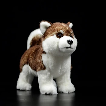 Modeliavimo Šuo Lėlės Mielas Rudas Sibiro Haskis Minkštas Realiame Gyvenime Canis lupus familiaris iškamša Pliušinis Žaislas Modelis Vaikams Dovanų