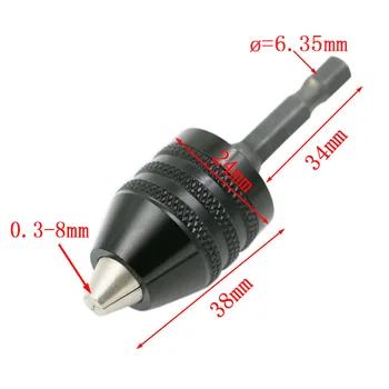 Originalus elektrinis grąžtas atitikimo chuck hex rankena 1/4 6.35 mm šlifavimo reikmenys mažas sumuštinis tvirtinimo diapazonas-0.3-8mm