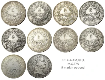 Prancūzija 5 Frankai 1814 9 markin neprivaloma Sidabro Padengtą Kopijuoti Monetas