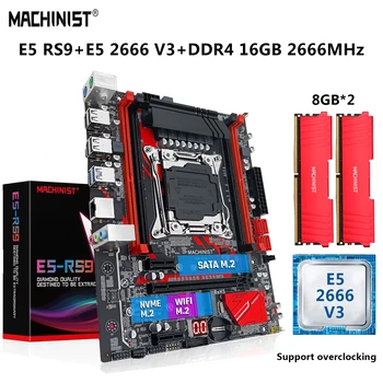 STAKLININKAS X99 Plokštė LGA 2011-3 Nustatyti Kit Xeon E5 2666 V3 CPU Procesorius 16G=2*8G DDR4 2666MHz RAM SATA Combo NVME M. 2 E5 RS9