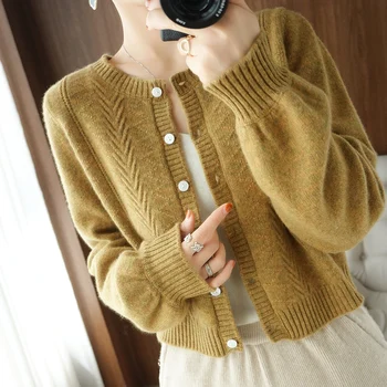 BELIARST Kašmyro megztinis ponios apvalios kaklo megztinis atsitiktinis trumpas megztiniai striukė rudens/ žiemos korėjos moteriška striukė ilgomis rankovėmis