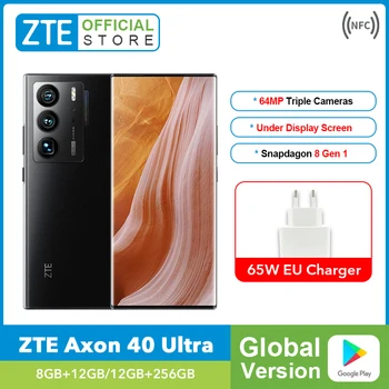 Pasaulinė Versija ZTE Aksonas 40 Ultra 5G Išmanusis telefonas Pagal Ekranas Fotoaparato 120Hz Lanksti, Lenkta Ekranas Snapdagon 8 Gen 1 65W Mokestis