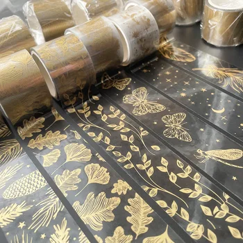 Drugelis plunksną palieka Dekoratyvinis Lipnia Juosta aukso skaidrus Kvapų Washi Tape Scrapbooking Lipdukas Etiketės, Kanceliarinės prekės