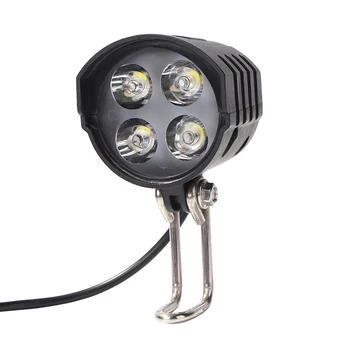ABS Elektrinis Dviratis 4 LED Žibintų 12W Vandeniui su Ragų Dviračio Priekinės Šviesos Žibintuvėlis MTB Dviratį Dviračiu Žibintas Ebike Ragų