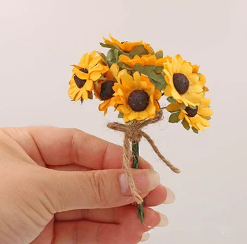 7 cm Lėlių dirbtinis mini gėlės baldų detalės puokštė popierinės gėlės,saulėgrąžų,rožių,Gvazdikų