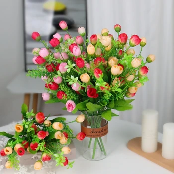 Dirbtinės Gėlės 43cm Rožės Šilko Vestuvių Nuotakos Puokštė Šalies Namų Sode Miegamojo, Biuro PASIDARYK pats Apdailos Dirbtiniai Augalai