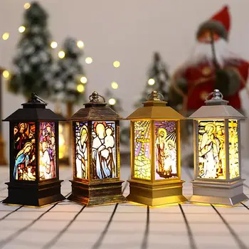Kalėdų LED Audra Žibintų Bažnyčios Jėzaus Modelis Imituoti Mažų Naftos Lempos