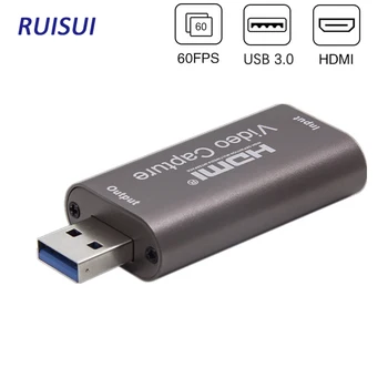 USB Audio Video Capture Card 4K 1080P HDMI USB 3.0 Įrašyti į DSLR Kamera Veiksmų Cam Kompiuterinių Žaidimų Srautinio Mokymo