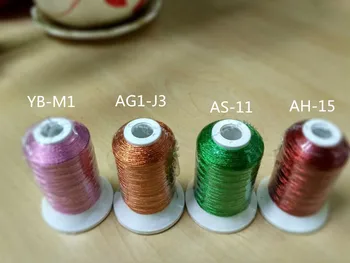 Populiarus 4 spalvų metalinio siuvinėjimo siūlai Rožinė/ Bronza/ Žalios/ raudonos spalvos mašina siuvinėjimo siūlai vertus, siuvinėjimo siūlai