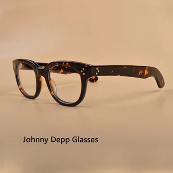 Johnny Depp Taurės Vyrų, Moterų Kompiuterio Akiniai Skaidrus Objektyvas Prekės Ženklo Dizainas Acetato Rėmelis Tris Taškus, 
