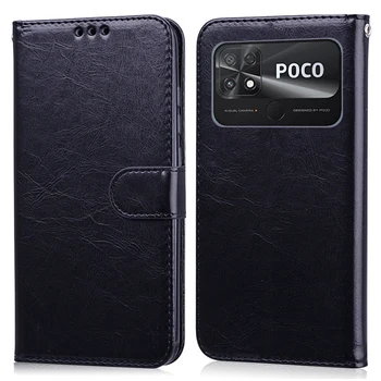 Už Poco C40 Atveju, Minkštas Viršelis Apversti Magnetinių Kortelių Piniginė Odinis Dėklas Apie Xiaomi Poco C40 PocoC40 C 40 Atveju Hoesje Fundas Shell