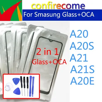 Priekinis Stiklinis Lęšis Su OCA Klijai Samsung Galaxy A20 A20s A21 A21S A20E Ekranas Touch Panel Pakeitimo