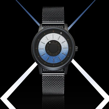 Unikalus vyriški Kvarcas Žiūrėti Kamuolys Magnetinis Laikrodis Romėniškais Skaitmenimis Kūrybos Dial Dizaino Tinklelio, Dirželis Mados Dovanos Vyrams 2021 Naujas