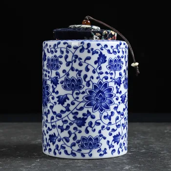 Mėlynos ir Baltos spalvos Porceliano arbatinukas Dažytos Keramikos, Juvelyrikos, Kosmetikos Saldainiai Sandarų Indelį Namuose Kavos Pupelių Talpykla Šiandien