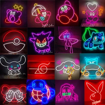 Custom led Pikachu Anime Žaidėjai, Neono Ženklais Japonų Mergaitė Naktį Šviesos Ženklas, Žaidimų Kambarys, Namų Sienos Miegamojo Puošimas Dovana Jai
