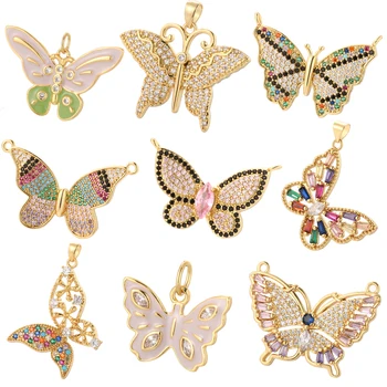 Madinga Crystal Butterfly Pakabukai, Padengtą Aukso Spalvos Mielas Pakabukai už Jewerly Todėl Prekes Pasidaryk pats Pakabukas Karoliai, Auskarai, Apyrankės