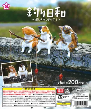Japonija Klykauti Gashapon Kapsulė Žaislas Mielas Mielas Gyvūnų Modelio Shiba Inu Prancūzijos Kovos Sporto Žvejybos Katė