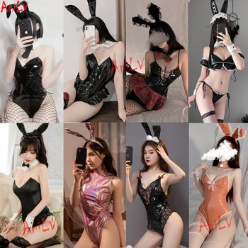 AniLV Bunny Girl Serijos Odos Bodysuit Seksualus Apatinis Trikotažas Pagundai Vienodą Moterų Triušis Tarnaitė Erotiniai Apatiniai, Pižama Kostiumai