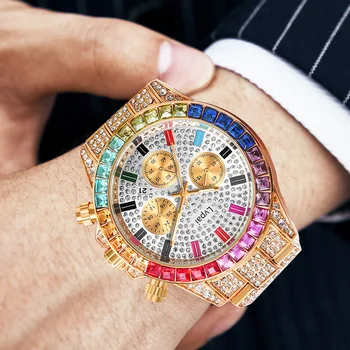 Vyras Laikrodžiai 2021 Modernūs, Prabangūs Žiūrėti Spalvos deimantų, Nerūdijančio plieno, Trijų akių Laikrodžiai, Firminiai moteriški laikrodžiai Originalios Dovanos
