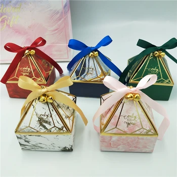 Dovanų Dėžutė Vestuvių Prekių Grupė Saldainių Dėžutė Baby Shower Popieriaus Šokolado Dėžučių Naujų Prizminis Kūrybos Įdegio Pakavimo Dėžės