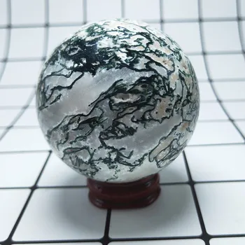 55-65 mm Natūrali samanų agatas Krištolo rutulys Vandenyno Žolės Agato, kvarco akmuo kamuolys Reiki healing 1pcs