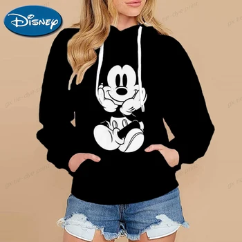 Ilgomis Rankovėmis Megztinis Viršūnes Streetwear Palaidinukė Hoodie moterų Disney Minnie, Mickey Mouse Animacinių filmų Moterų, vaikų Prarasti Atsitiktinis 5XL