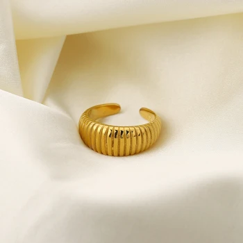 Unikalus Visi Mathing Graviruotas juostelės masyviu žiedu 18K Aukso IP Plateding Nerūdijančio Plieno Dryžuotas Žiedas