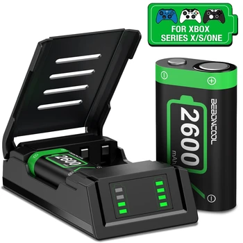 BEBONCOOL 2x2600mAh Baterija Xbox One X/Xbox Vieną S/Elite Wireless Gamepad Valdytojas Kroviklis, Skirtas 