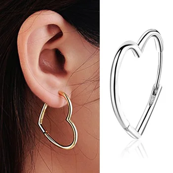 2021 Naujas Aukso Didelės Širdies Hoopas Auskarai Moterų Mados 925 sterlingas sidabro Femme Earings Papuošalai