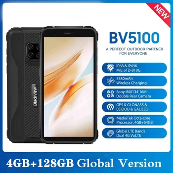 Blackview Pasaulio Versija BV5100 4GB+128GB Mobiliojo Telefono IP68 Vandeniui Tvirtas Telefonas 5580mAh 5.7